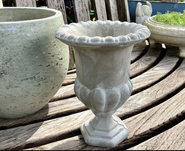 8” Cement Urn Planter: 8”H x 6”W-$5 Each