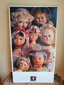 Vintage "Antique dolls courtesy of Shelbourne Museum, Vermont cardboard poster