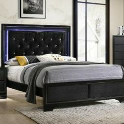 Micah Black LED Queen Panel Bed

