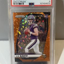 JJ McCarthy Panini Prizm Orange Disco Prizm PSA 9 # 400