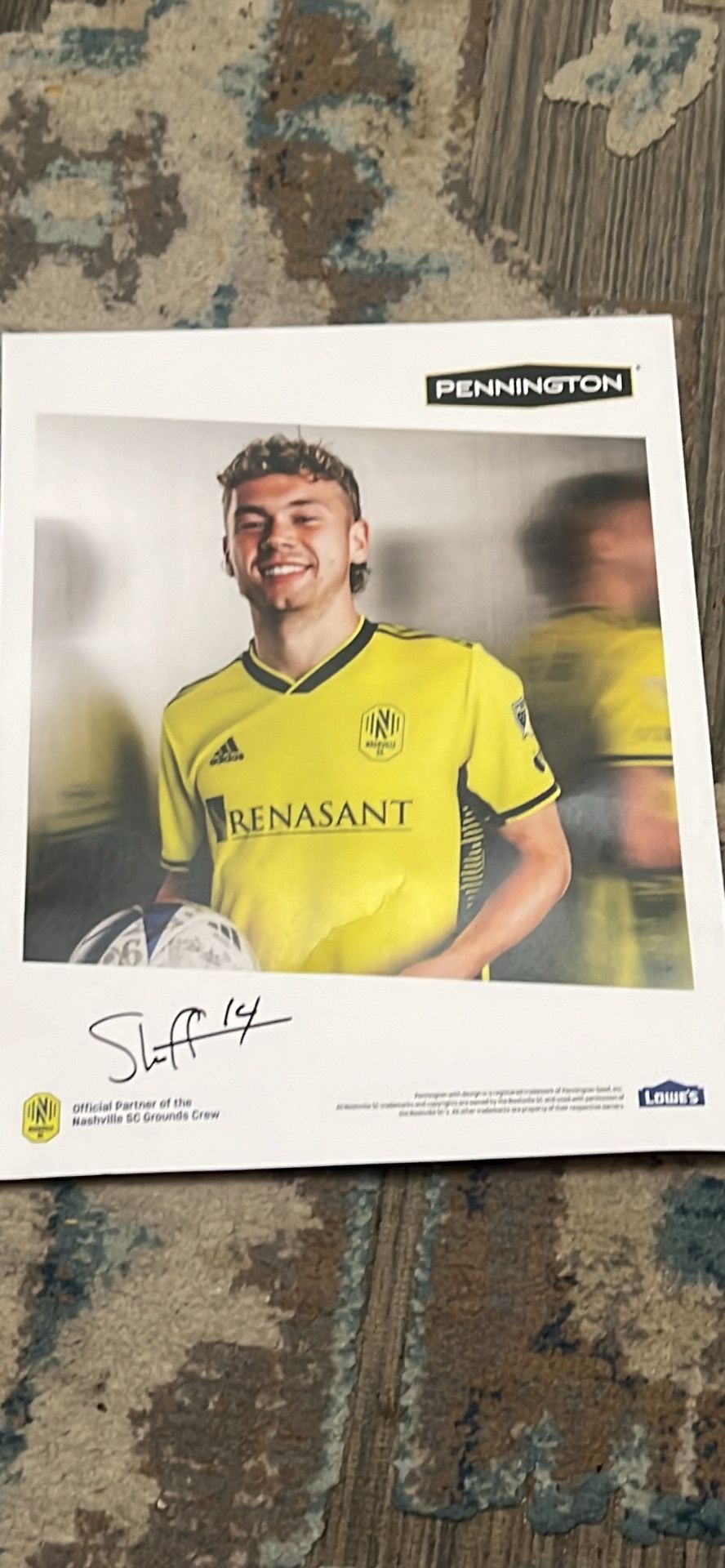 The picture is from Jacob he is the soccer player and he signed it