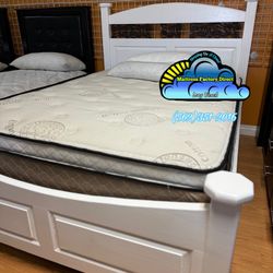 New Queen Solid Wood Janet White Bed Frame 