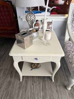White and Lavender End Tables