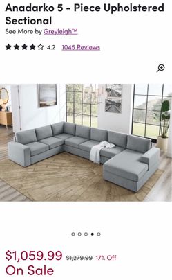 Gray Fabric Sectional Sofa