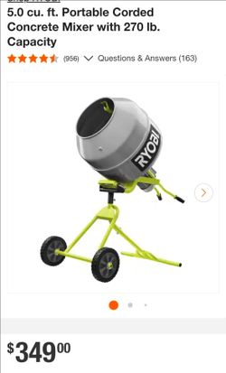 5.0 cu. ft. Portable Corded Concrete Mixer with 270 Ib. Capacity