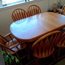Oak Table - Six Chairs 