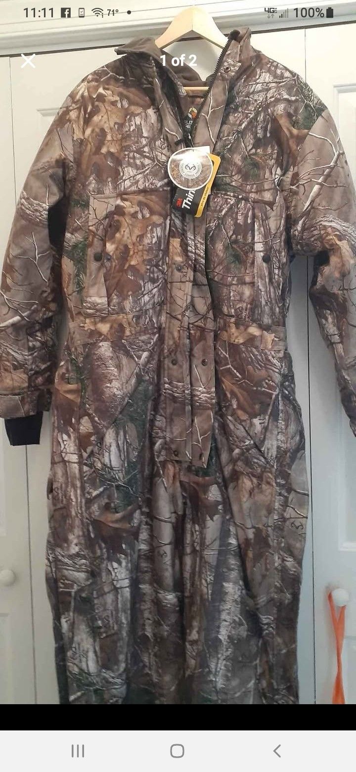 New Guide Gear Insulated Hooded Camouflage Coveralls 