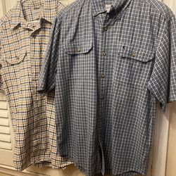 2 Carhartt Medium Plaid Button Up Shirts!