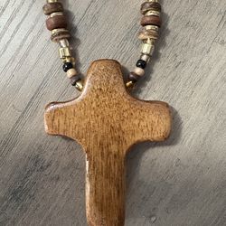 Handmade cross beaded necklace