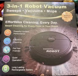 3-in-1 Robot Vacuum Sweeps • Vacuums • Mops - White