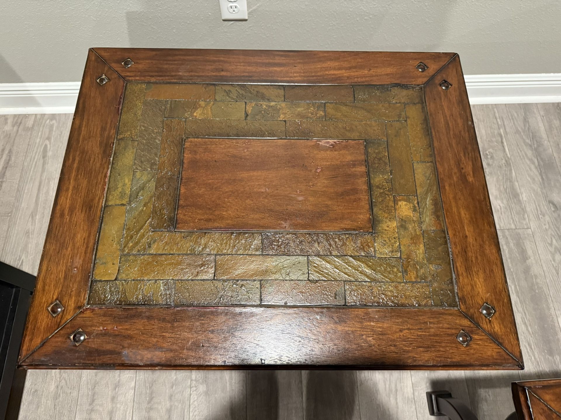 Rustic Slate/Wood End Tables