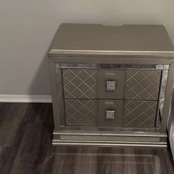 New Platinum Two Drawers Nightstand Inbox  Dimensions: 27.38"W x 18"D x 29.5"H