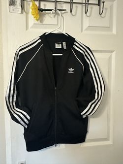 Adidas Black Track Jacket With White Stripes