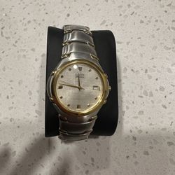 Citizen Elegance Watch Men Stainless Silver Gold St WR Champagne Date Quartz