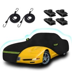 Car Cover for 1 Corvette C5, 6 Layers 210T Sun Rain UV Dust Snow Protection Outdoor Car Cover with Zipper Door and Windproof Straps for Chevy 