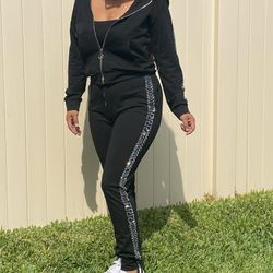 2 PIECE BLING SWEATER AND SWEAT PANTS