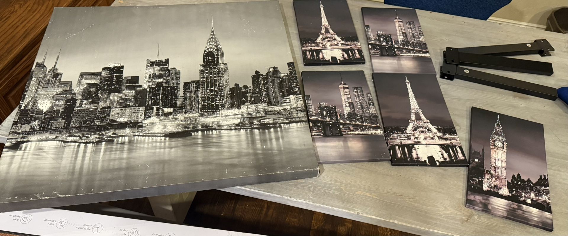 6 super cute embellished city scape wall art