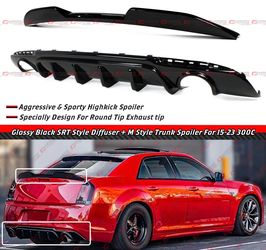 15-23 Chrysler 300 Gloss Black Rear Diffuser + Trunk Spoiler