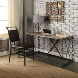 DESK RUSTIC OAK & ANTIQUE BLACK FINISH (ACJODIE) $ 176