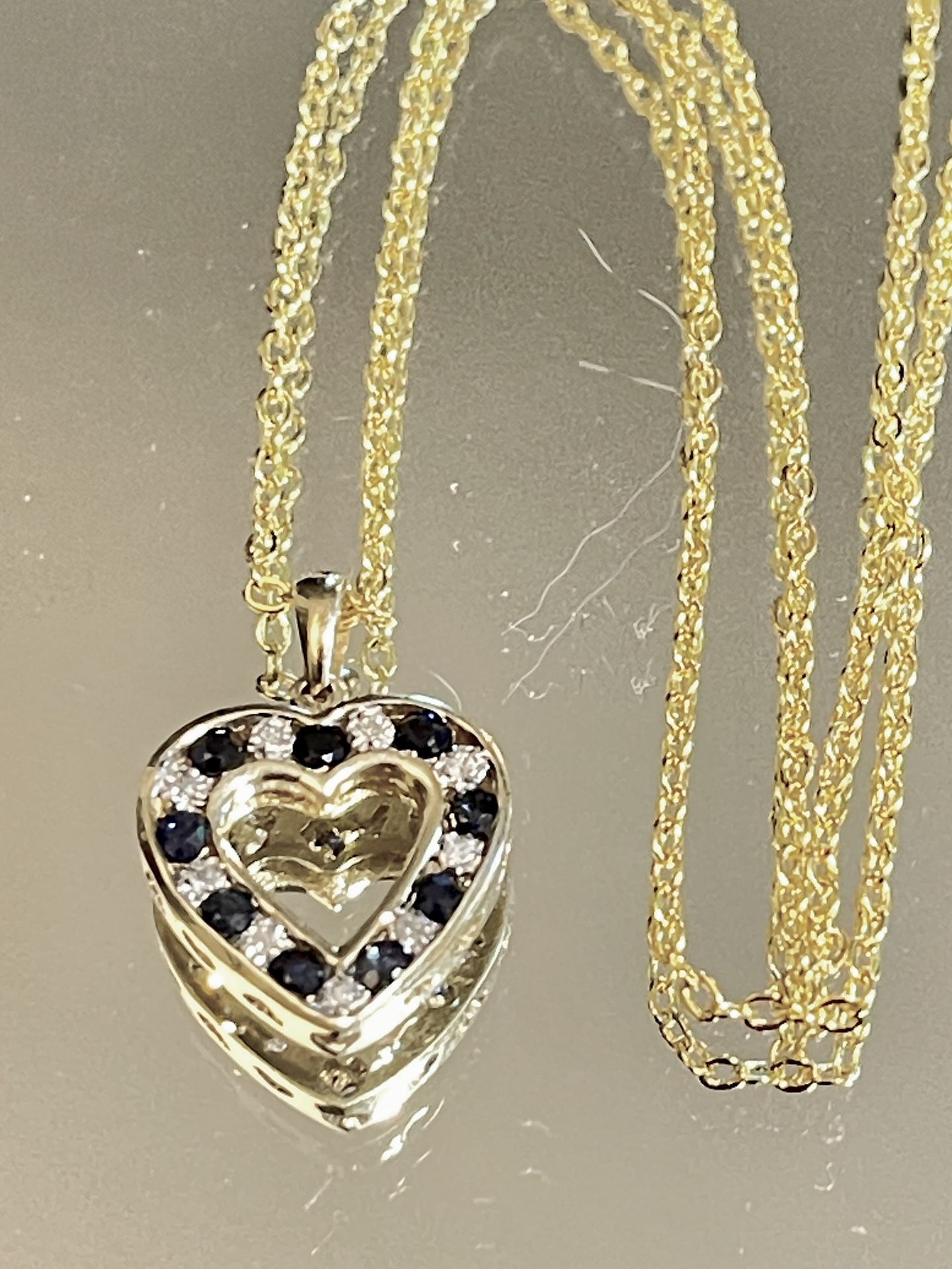 LIQUIDATION: 10KT REAL GOLD Sapphire And Diamond Heart