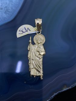 $325 Yellow Gold Saint Jude San Judas Religious Charm Pendant