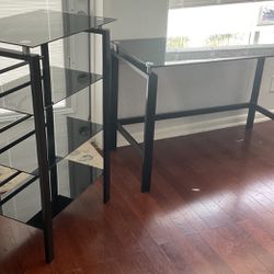 Glass Desk With Shelves