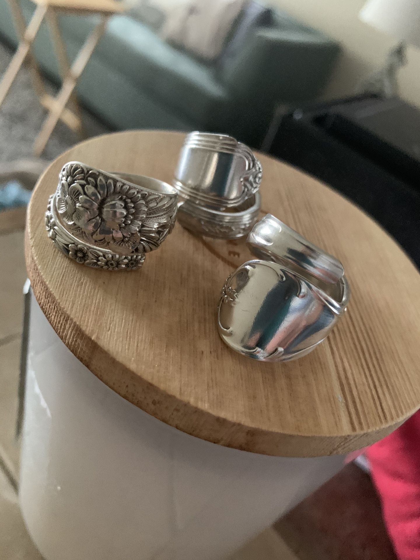 Silver spoon rings