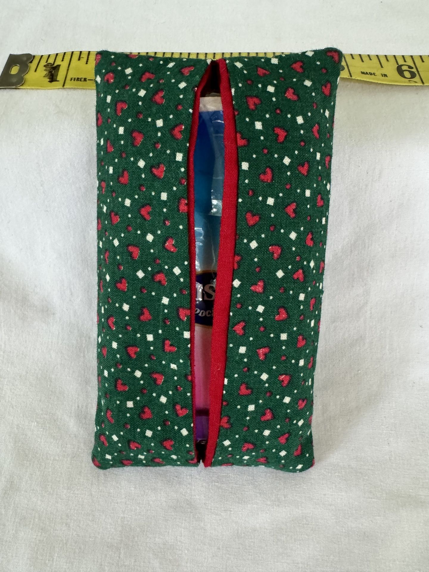 Kleenex Tissue Holder Handmade Red, Green & White w/ Hearts
