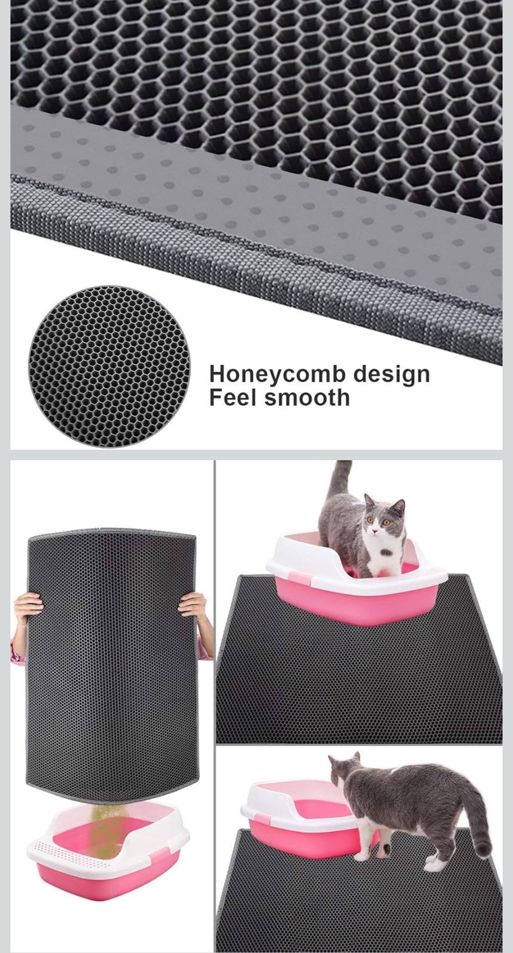 Pieviev Cat Litter Mat Double Layer Waterproof Urine Proof Trapping Mat 1 Pack (Gray, 24x15 Inch (Pack of 1))