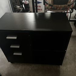 Black Storage Cabinet / Credenza – Modern Office or Home Use