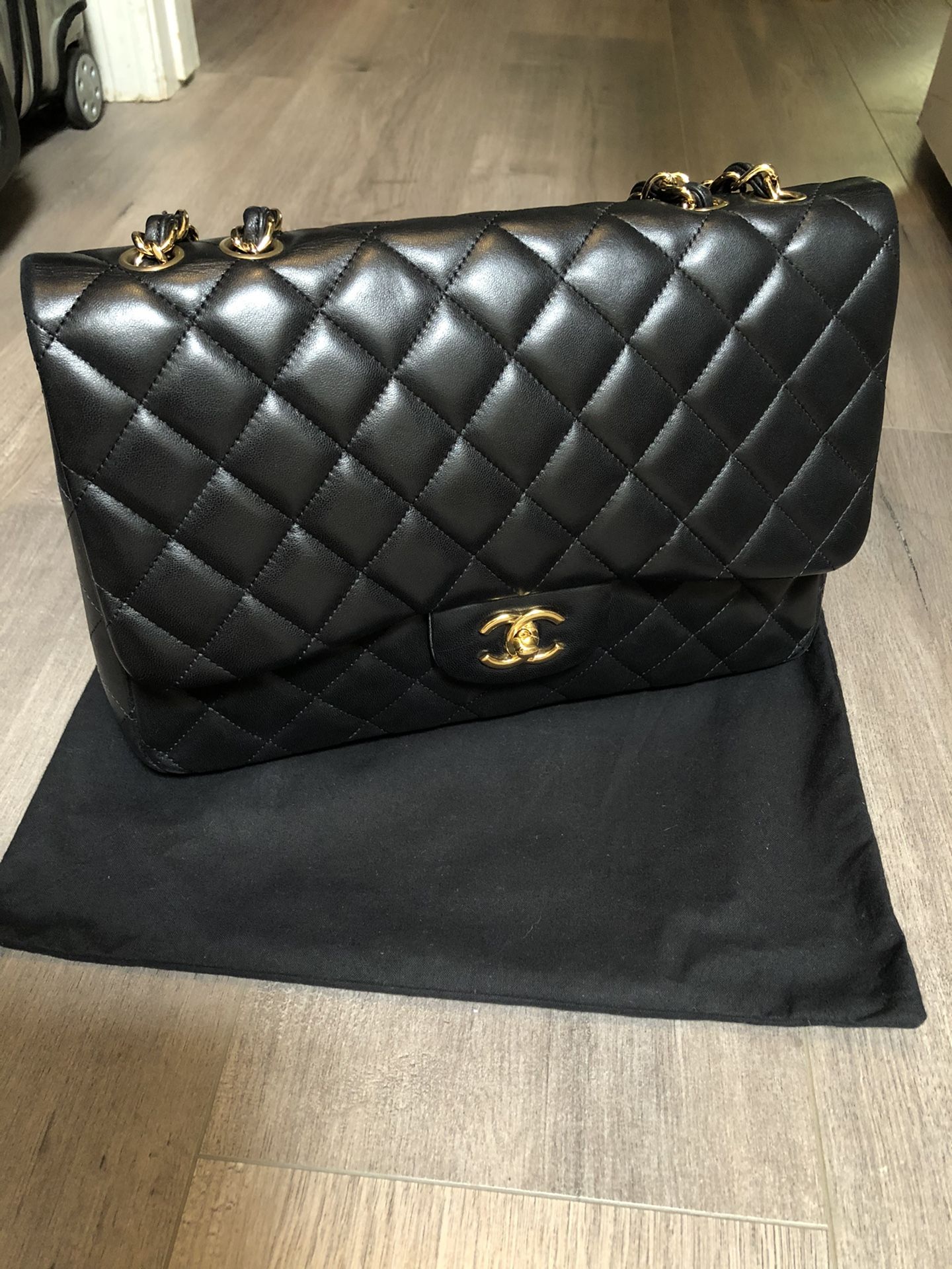 Chanel Classic Single Flap Jumbo Lambskin Black Bag