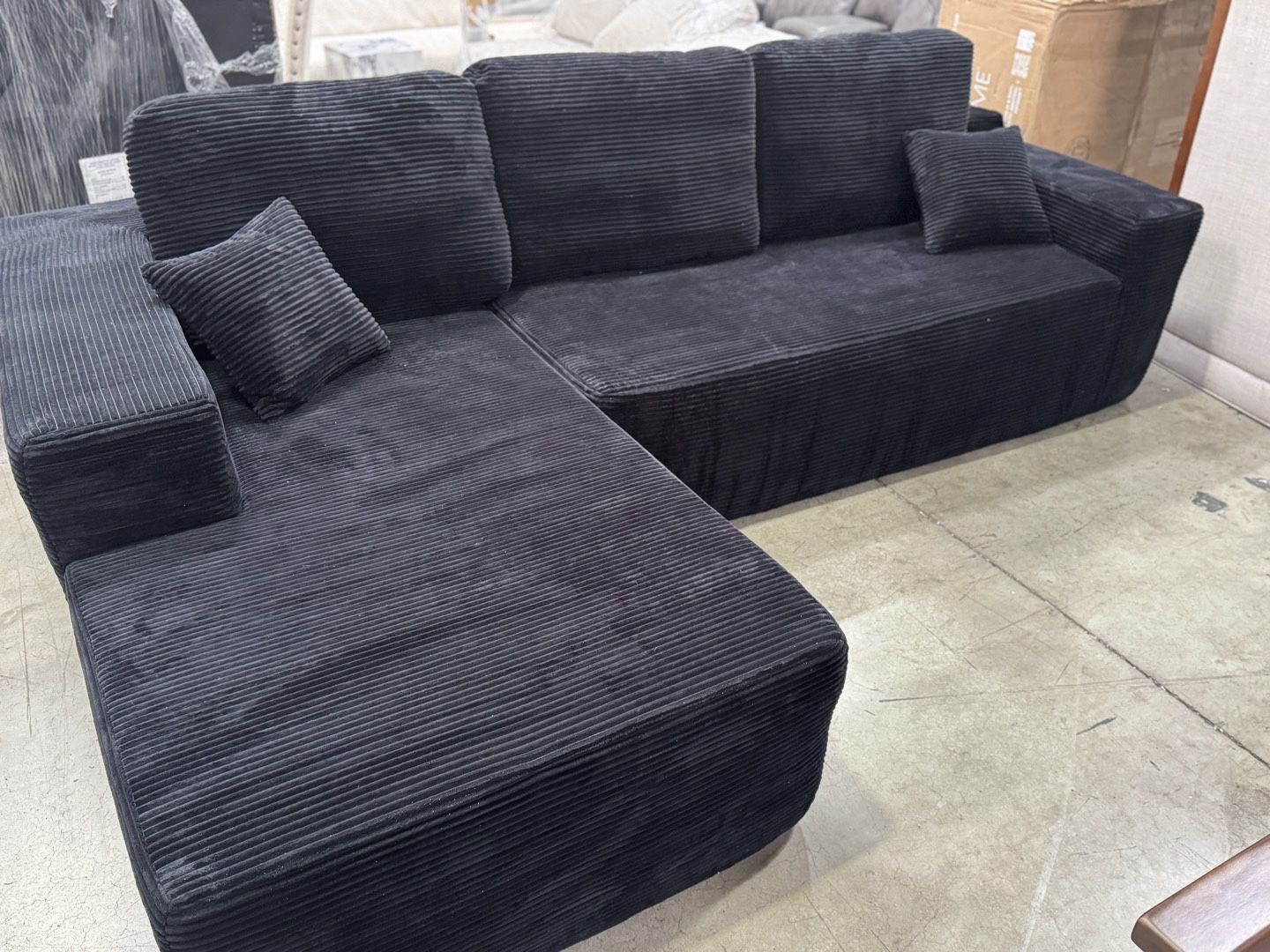 105” Black Velvet Sectional Sofa Couches:$480