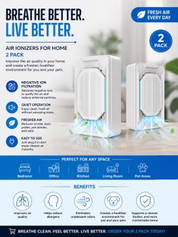 🌿 Breathe Better. Live Better. | 2-Pack Air Ionizers for Home