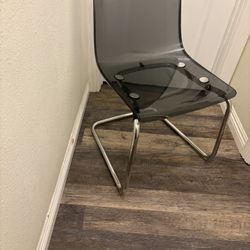 Ikea Tobias Chair Transparent Grey Chrime Plated Frame