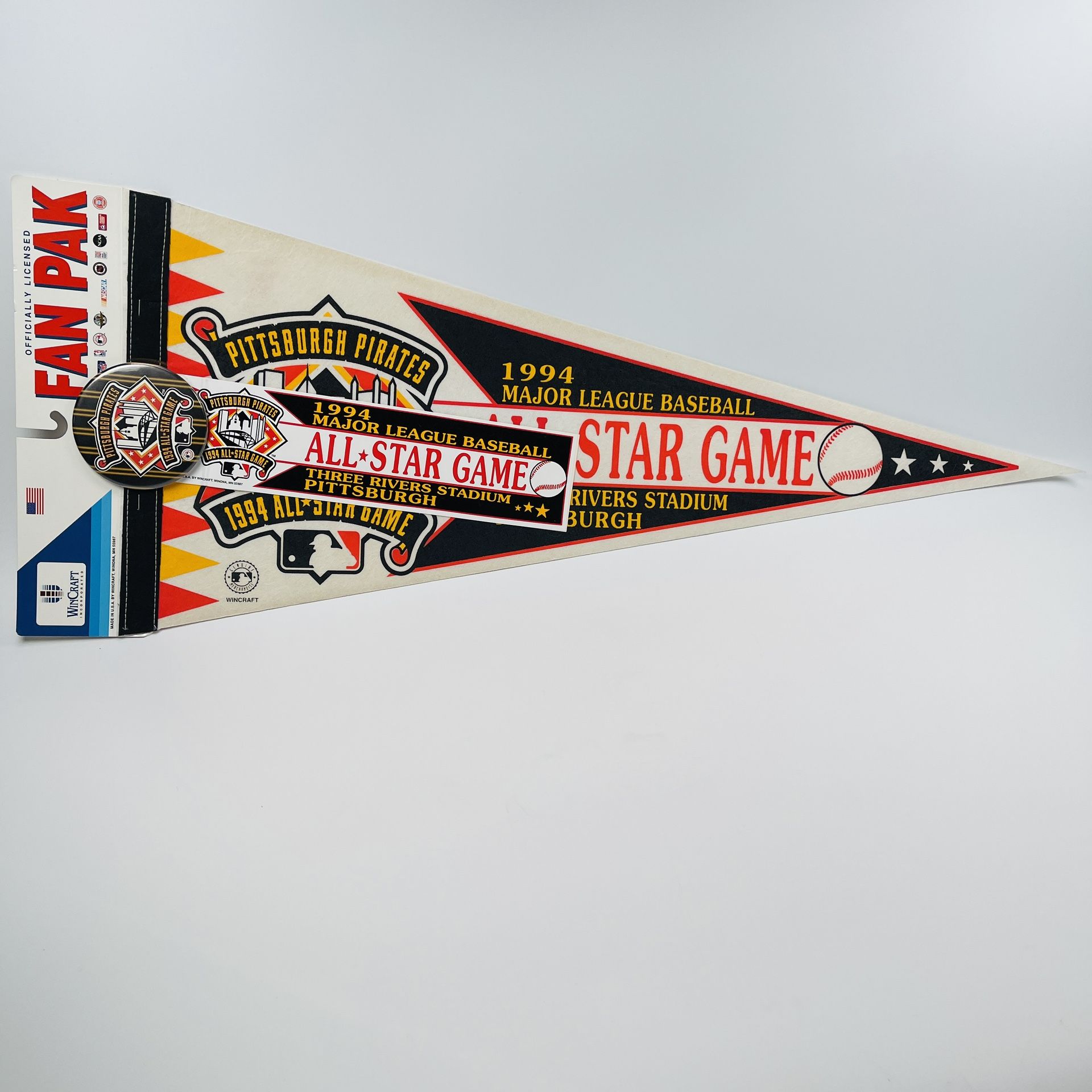 MLB Pittsburgh Pirates Vintage Circa 1994 All Star Game Team Logo Pennant Pin