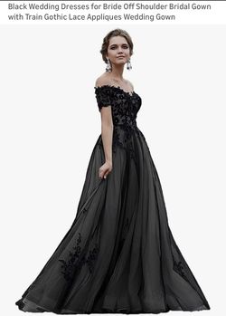 Black Floral Prom/wedding Dress Size 2