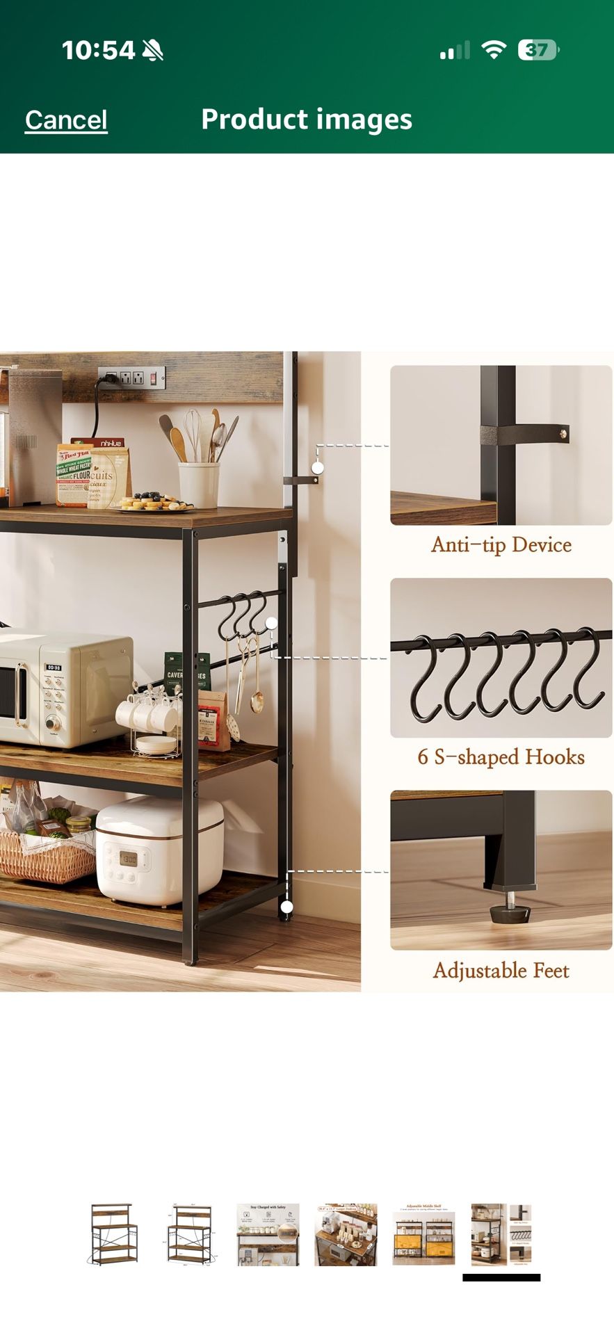 NEW IN BOX SUPERJARE Baker's Rack with Power Outlets & Coffee Bar