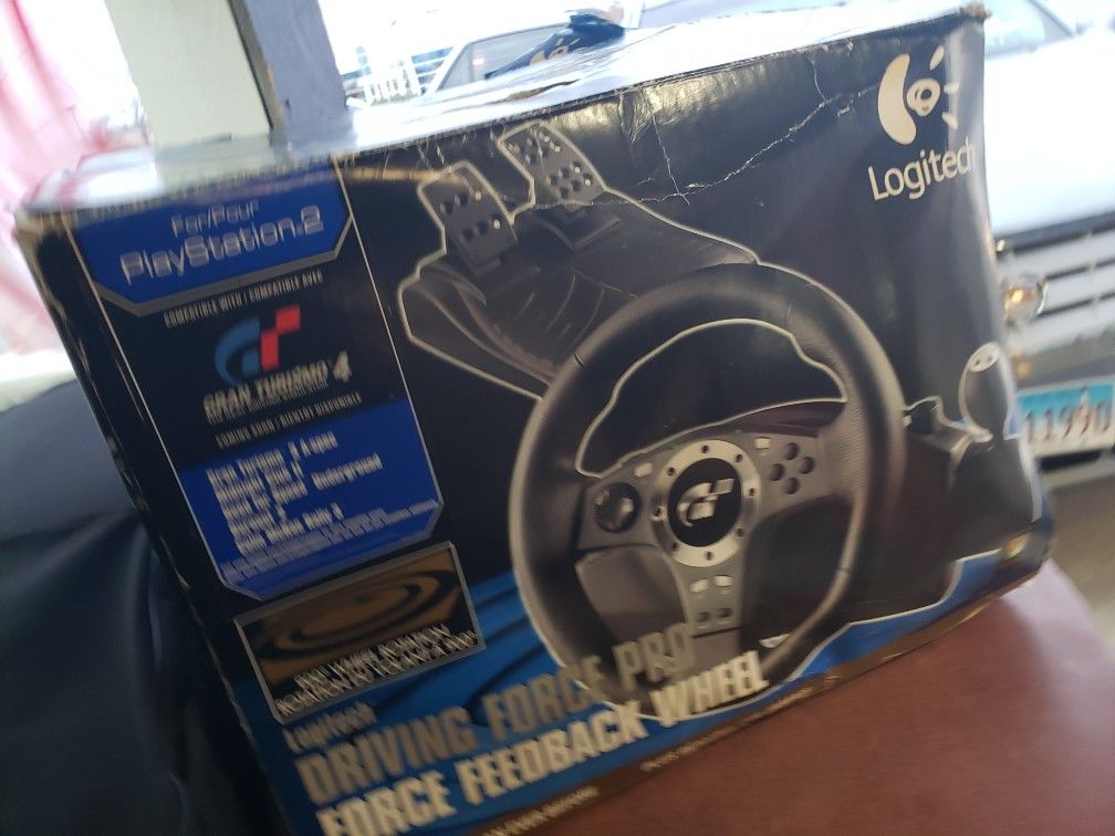 Sony PlayStation 2 PS2 Logitech Driving Force Pro Force Feedback Steering Wheel In Box