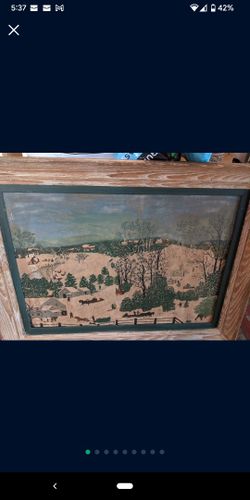 Grandma Moses Print "Out For Christmas Trees "