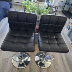 "TALL BLACK LEATHER  BAR STOOL CHAIRS"