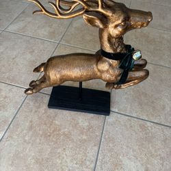 Bronze Gold Reindeer Statue 