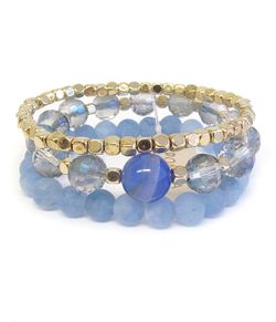 *NEW ARRIVAL* 3 PC Multi Strand Blue Beads Bracelet *see My Other 300 Items*