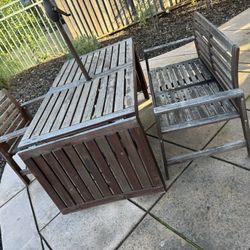 Patio Set  5 PCs  Table, Chair. Bench, Umbrella, Umbrella Base. 