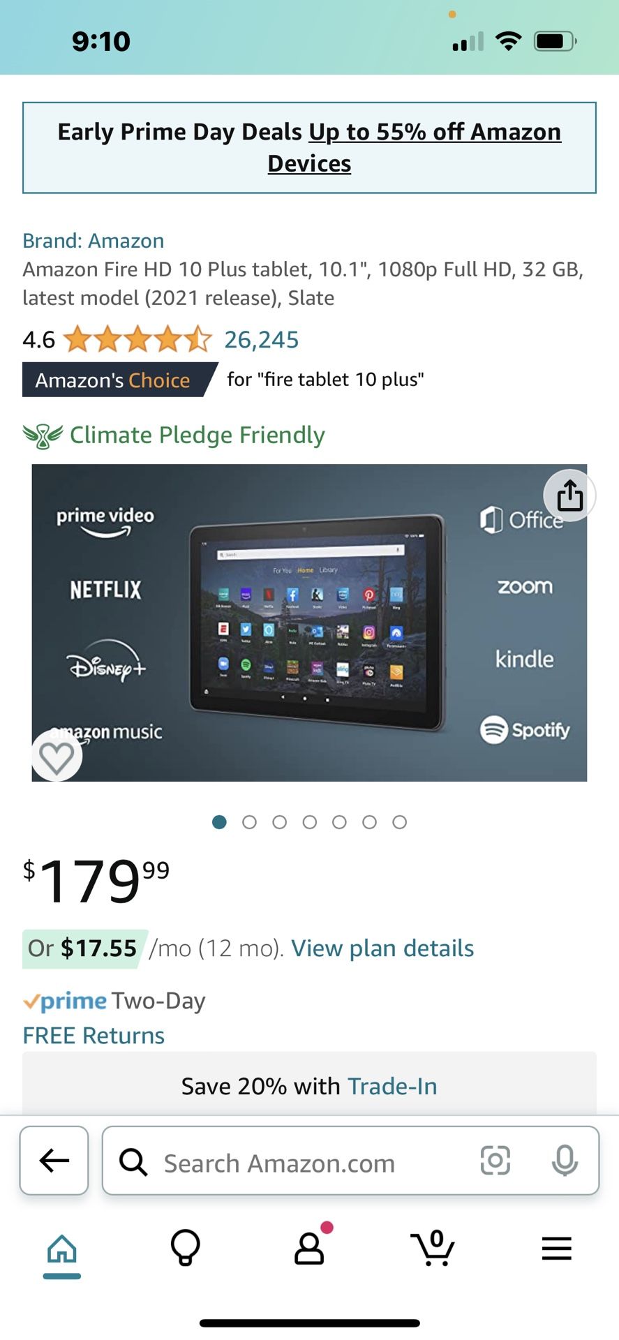 Amazon Fire HD 10” Tablet