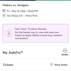 2 Tickets To Padres Vs Dodgers This Friday