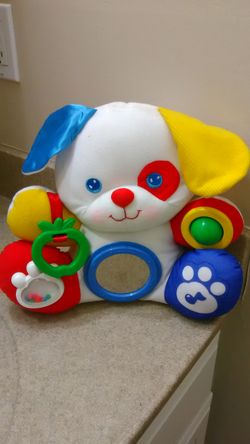 Vintage 1992 Fisher Price Discovery Puppy Activity Plush With Mirror Rattle Squeaks