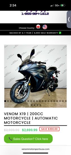Brand new Venom motorcycle AUTOMATIC