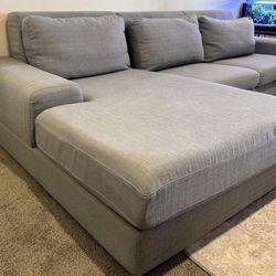 Blu Dot modular linen sectional sofa couch
