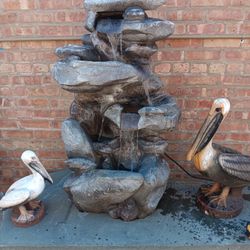 38" H Electric Outdoor Patio Fiberglass Fountain 