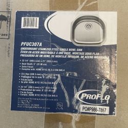 Proflo Undermount Single Bowl Sink Stainless Steel